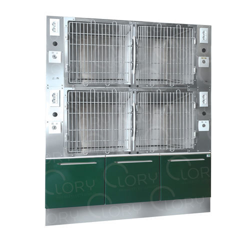 4格动物笼具 - GAANE002-NG - Lory Progetti Veterinari srl - 两级 / 不锈钢 / 4 模块