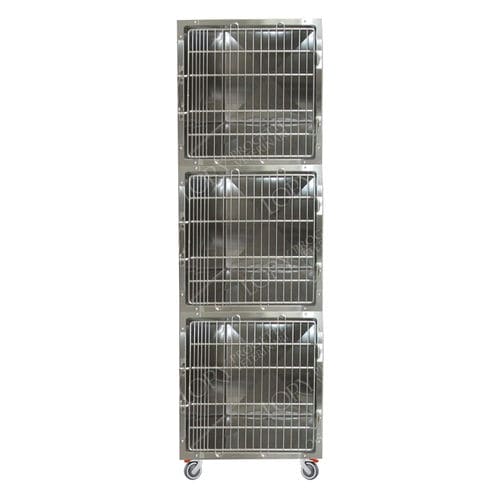 猫动物笼具 - GA027 - Lory Progetti Veterinari srl - 3格 / 带滑轮 / 不锈钢