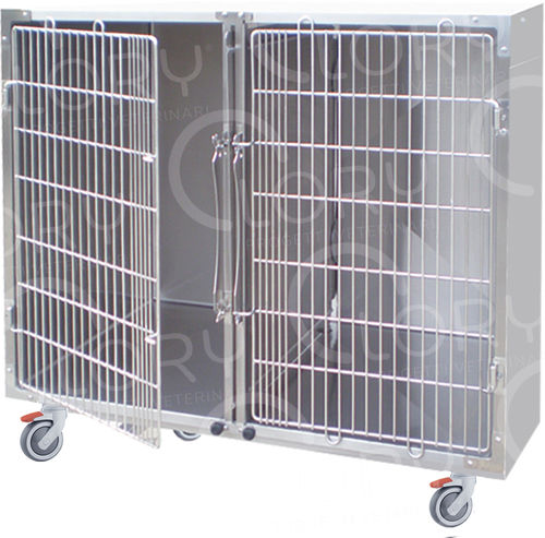 双格动物笼具 - GA019 - Lory Progetti Veterinari srl - 带滑轮 / 不锈钢 / PVC