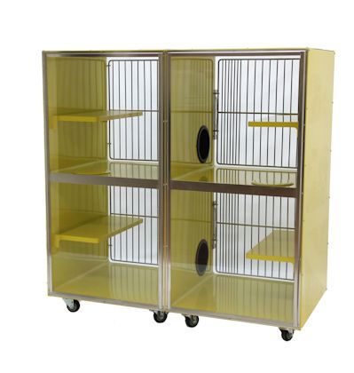 猫动物笼具 - 1200-21, 1200-24, 1200-27 - Tristar Vet - 双格 / 不锈钢 / 双层