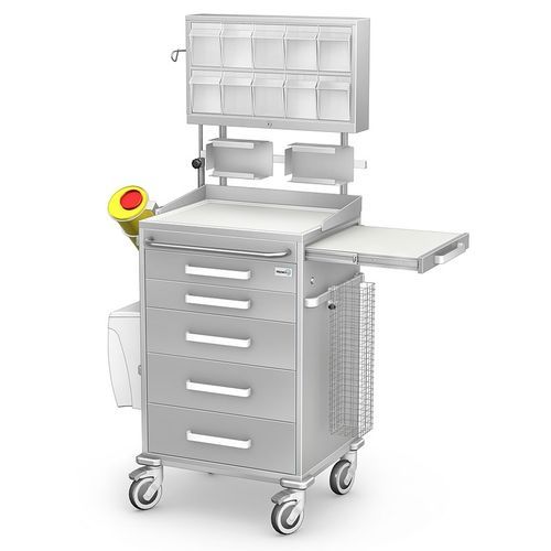 麻醉推车 - ANS/KO series - TECHMED - 不锈钢 / 带篮子 / 带容器
