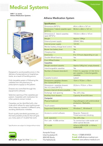 Medical Systems AMS 1 xx series Athena Medication Systems