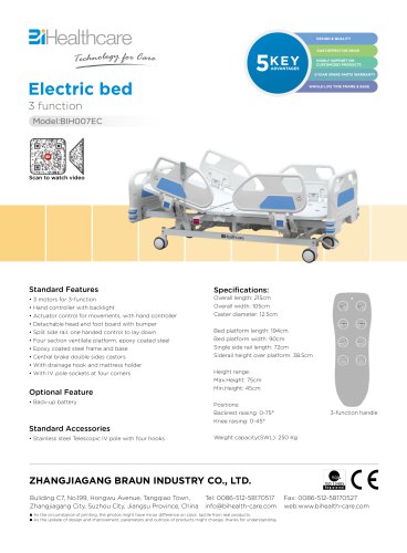 Brochure_Bsaicare electric bed(BIH007EC)_BiHealthcare