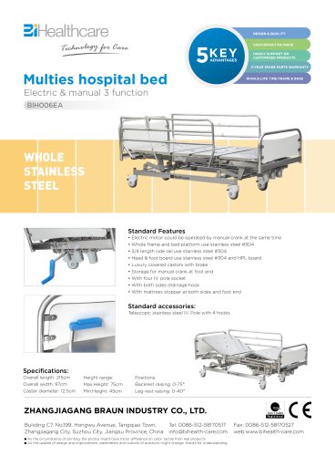 Brochure_(Multies hospital bed-Electric & manual 3 function-BIH006EA)_Bihealthcare