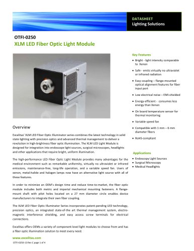 the Medical LED Fiber Optic Light Module, XLM Series, OTFI-0250 datasheet