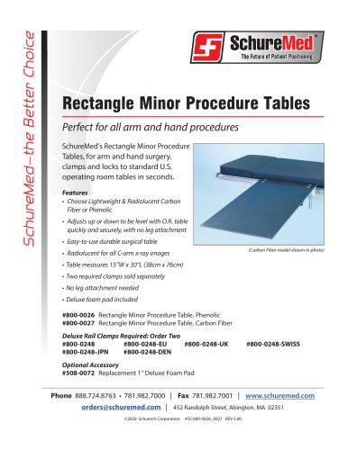 Carbon Fiber Minor Procedure Table Sell Sheet