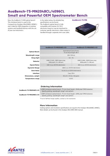 AvaBench-75-MN2048CL/4096CL Small and Powerful OEM Spectrometer Bench