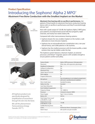 ntroducing the Sophono ®  Alpha 2 MPO