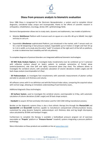 Diasu from pressure analysis to biometric evaluation