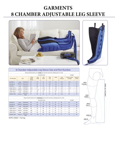 GARMENTS 8 CHAMBER ADJUSTABLE LEG SLEEVE