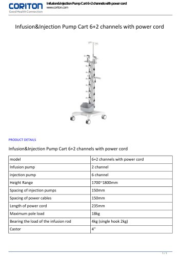 Infusion&Injection Pump Cart 6+2 channels with power cord