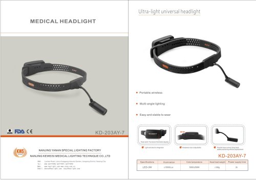 KWS 3W Ultra-light universal headlight KD-203AY-7