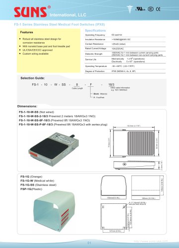 FS-1 Series Stainless Steel Medical Foot Switches (IPX8)