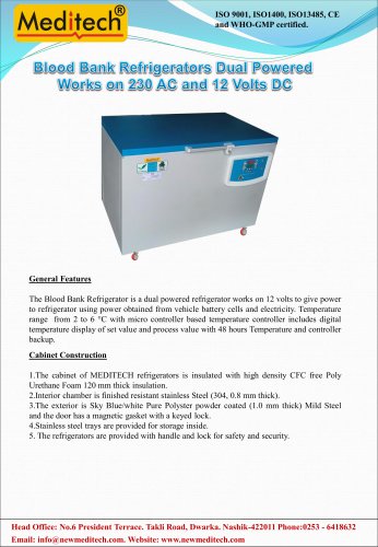 Blood Bank Refrigerator AC and Solar dual Powered