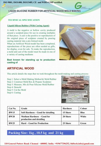 Liquid Silicone Resin for Artificial Wood Mold Making