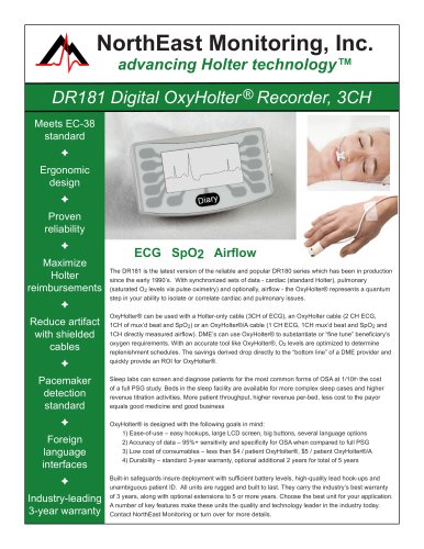 DR181 OxyHolter®, Holter and Oximetry Recorder