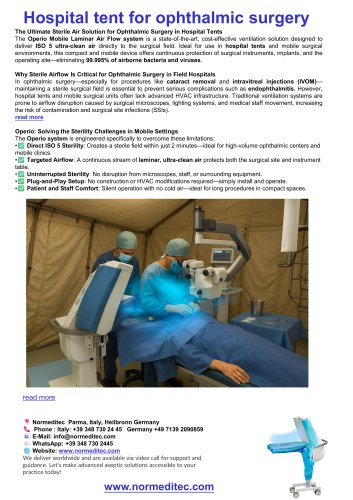 Hospital tent for ophthalmic surgery