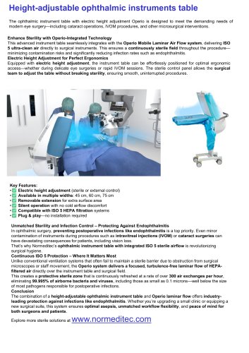 ophthalmic instrument table with electric height adjustment