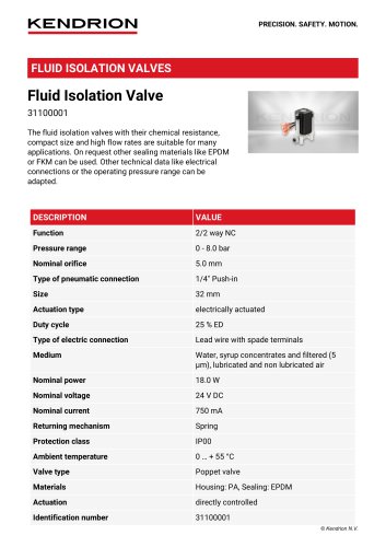 Fluid Isolation Valve