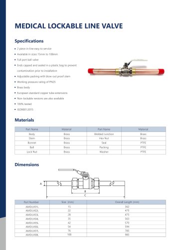 AmcareMed Medical Lockable Line Ball Valve Catalog