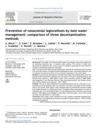 Prevention of nosocomial legionellosis by best water management: comparison of three decontamination methods
