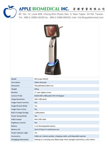 MS102 video otoscope