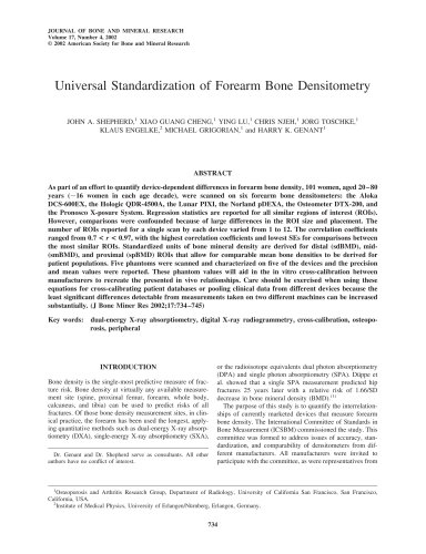 Universal Standardization of Forearm Bone Densitometry