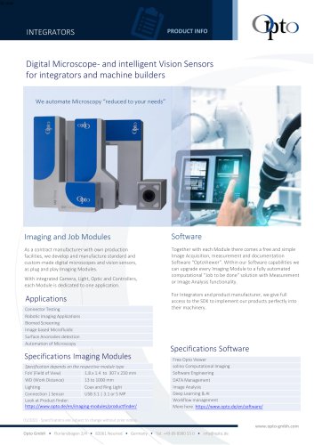 Product Info for Integrators and Machine Builders