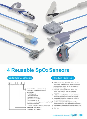 Reusable SpO2 Sensors S0099B-L,S0072D-L.S0040B-L,S0004D-L,S0162P-S