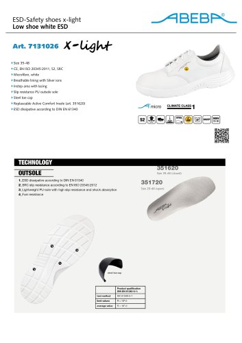 ESD-Safety shoes x-light Low shoe white ESD