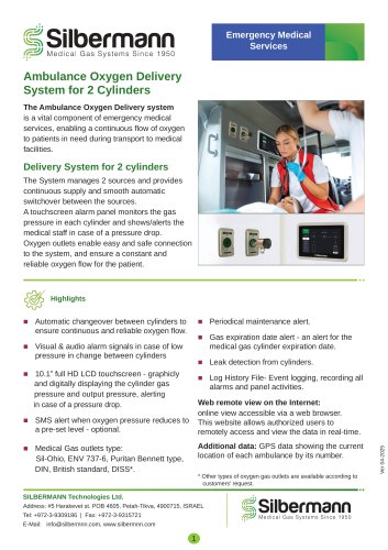AMBULANCE OXYGEN DELIVERY SYSTEM  - 2 sources
