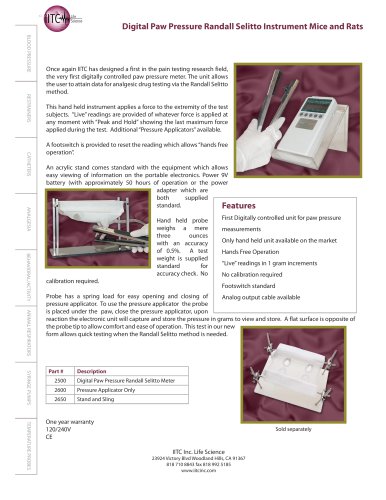 Digital Paw Pressure Randall Selitto Instrument Mice and Rats