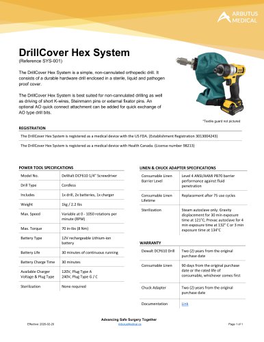 Technical Specifications - DrillCover Product Family