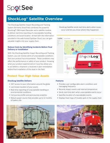 ShockLog Satellite Impact Monitor with real-time damage alerts and visualization on the SpotSee Cloud for the medical device supply chain