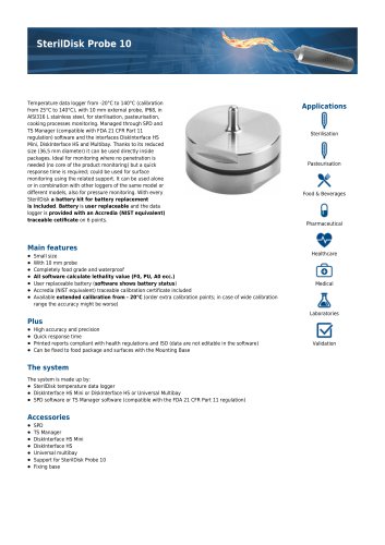 SterilDisk probe 10 data sheet