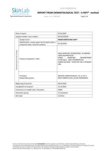 Skin Lab International hypoallergenic test report