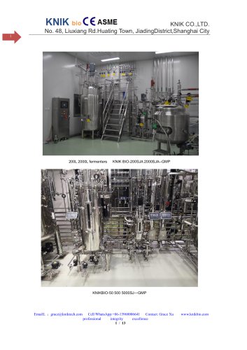 10L 100L 1000L bioreactor system