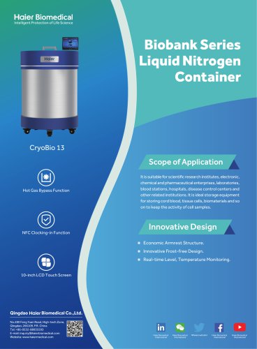 Biobank Series Liquid Nitrogen Container CryoBio 13