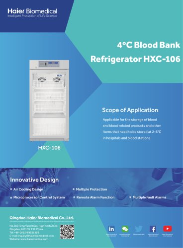 Haier 4ºC Blood Bank Refrigerator HXC-106 V3