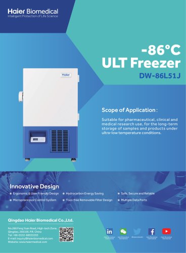 Haier -86°C ULT Freezer DW-86L51J 220-240V50HZ