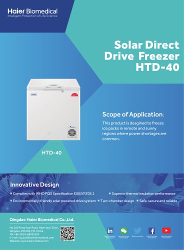 Haier Solar Direct Drive  Freezer HTD-40 V6