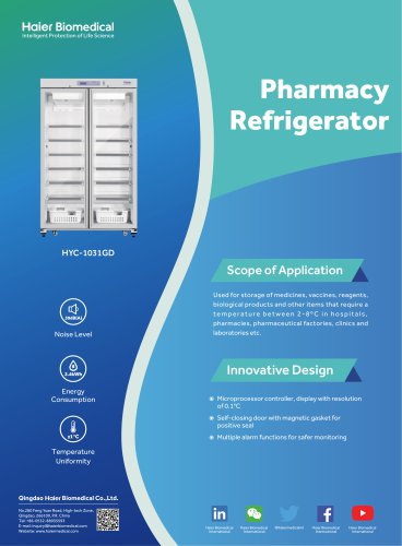 Haier V1 Pharmacy Refrigerator HYC-1031GD