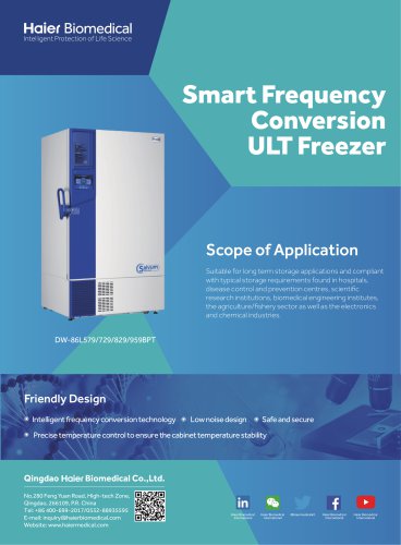 Smart Frequency Conversion ULT Freezer Scope of Application