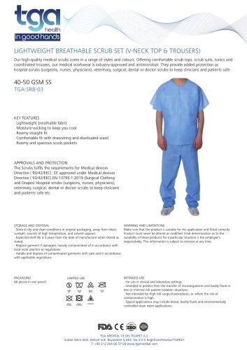 TGA-SRB-003 Disposable Medical Scrub- 40-50 Gsm SS