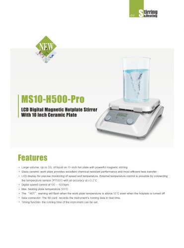 MS10-H500 Pro LCD Digital Magnetic Hotplate Stirrer with 10 inch Ceramic Plate