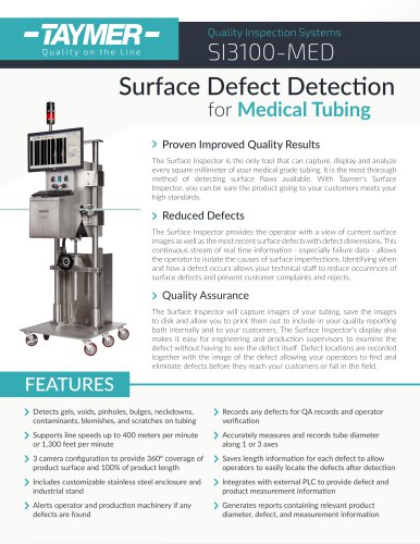 SI3100-MED - Medical tubing defect detector