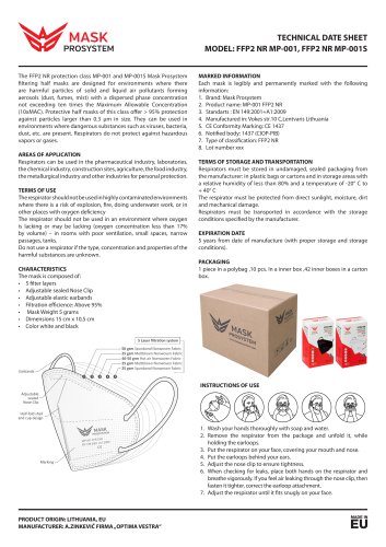 MODEL: FFP2 NR MP-001, FFP2 NR MP-001S