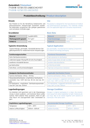 TYVEKÆ 1073B STD UNCOATED