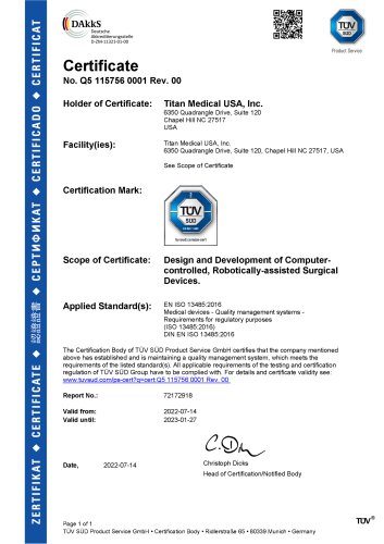 Certificate No. Q5 115756 0001 Rev. 00