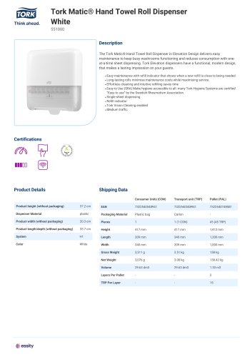 Tork Matic&reg; Hand Towel Roll Dispenser White